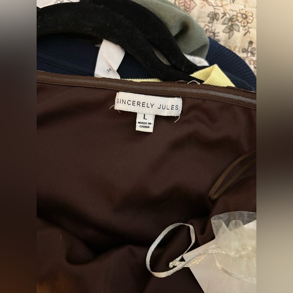 Sincerely Jules Brown Polka Dot Ruffle Maxi Dress size L - Picture 4 of 4